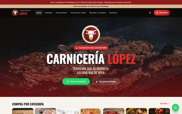 Captura del sitio web Carnicería López · tienda en línea hecho por Garmonta